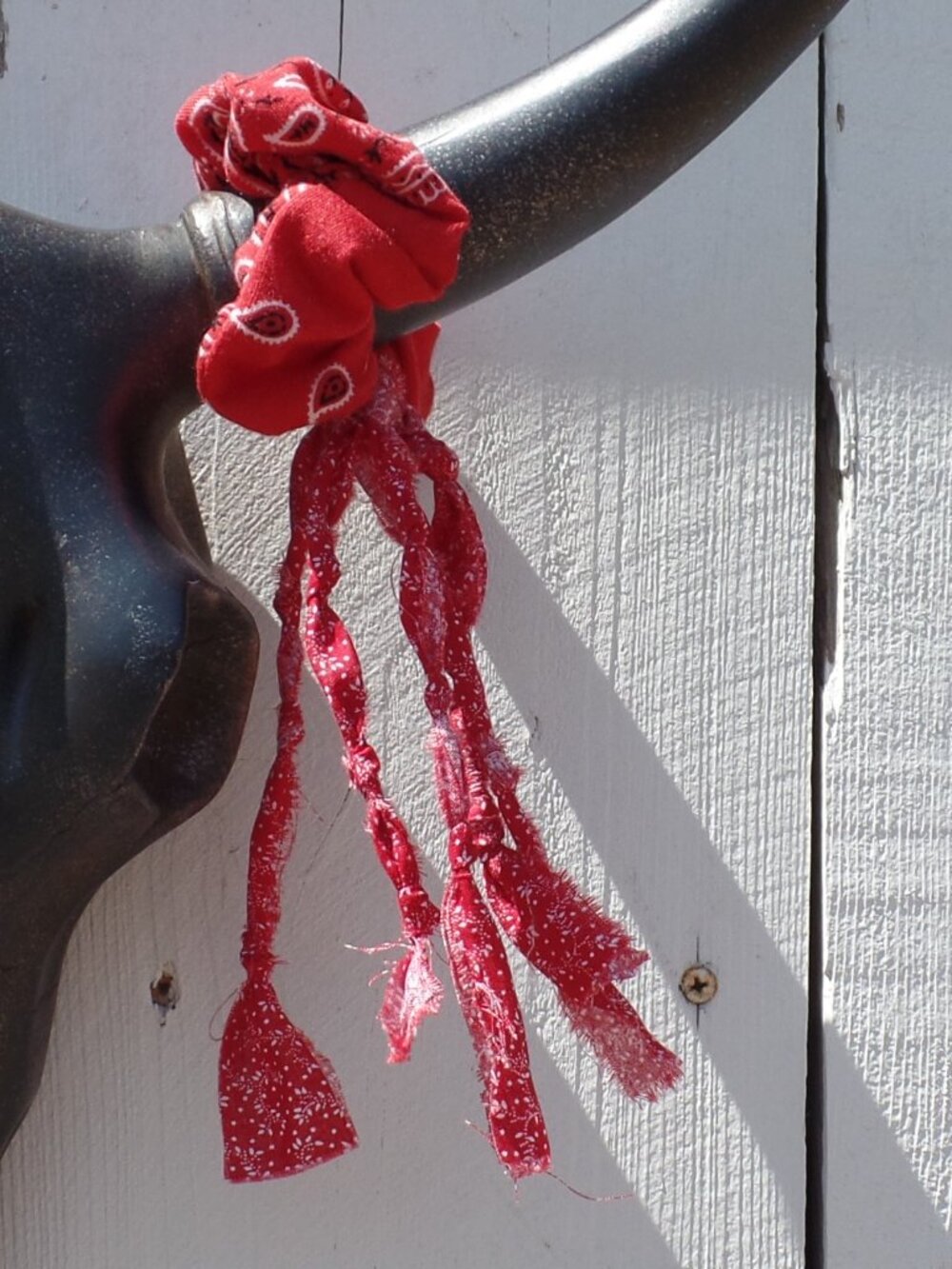 Hand Crafted SCRUNCHIE Swag (1) RED BANDANA